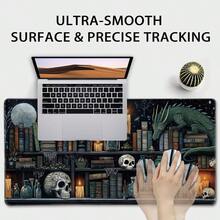 Mystical Gothic Library Large Gaming Mouse Pad 31.5"X15.7"| Vintage Book-Themed XXL Desk Mat, Non-  Rubber Base & Stitched Edges - Extended Mousepad For PC/Laptop/Office/Home Decor - 80*30*0.2 - 查看 5