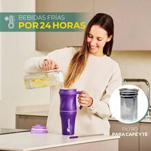 Termo para Agua Caf y T 40oz - Vaso Taza Trmico de Acero Inoxidable con Agarradera, Termos Tipo Tumbler para Fro y Caliente, Vasos Trmicos Originales con Tapa Popote y Asa - Puerto Vallarta - Ver 4