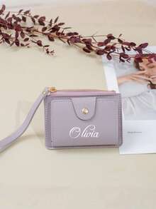 1pc Customized Elegant Women's Wristlet Wallet, Casual Style, Zipper Closure, PU Material, Personalized Upgrade, Unique Expression! Personalized Women's Wallet, Personalized Women's Multi-Card Wallet, Wristlet Women's Wallet - Customized Name, Women's Exclusive Customized Wallet, Create Your Own Fashionable Style, Easy To Clean, Ideal Wallet Choice For Autumn/Winter! Valentine's Day Gift, Mother's Day Gift, Birthday Gift, Back To School Gift, Graduation Gift, Bridesmaid Gift
