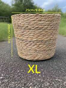 1pc Handwoven Straw Planter Basket, Wicker Plant Pot Cover For Home, Living Room Decor