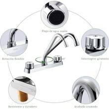 Llave Mezcladora para Fregadero, Grifos Llaves para Fregadero de Cocina, Grifo de Cocina, Cuerpo de Zinc, Cuello de Acero Inoxidable, Acabado Cromo Espejo, MX - SP - 80006 - Cromo Espejo 3 - Ver 5