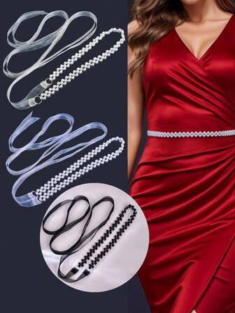 1pc Handmade Bridal Belt, Versatile Fashion Pearl & Crystal Woven Design, Elegant Lady Wedding Dress Accessory, Suitable For Gala, Gift, Halloween, Valentine's Day, Wedding