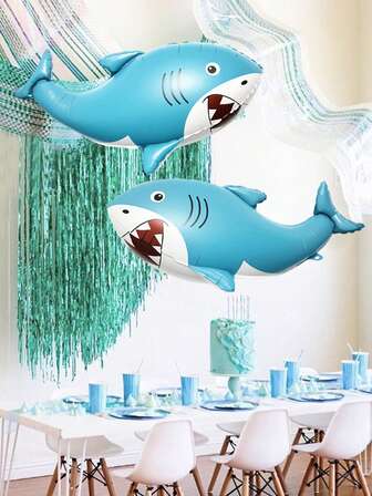 1/2/20 个漂浮 3D 鲨鱼气球，3D 鲨鱼装饰气球，深蓝色和浅蓝色乳胶气球，适用于生日派对装饰、海洋派对装饰、动物主题、节日庆典、鲨鱼主题、毕业典礼、迎婴派对、送礼、狂欢节生日、海洋主题派对装饰、家居装饰气球