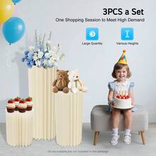 Cylinder Pedestal Stands For Party Table Cake Pedestal Stand For Parties Columns And Pillars Display For Parties Wedding Birthday Baby Shower Christmas Decorations Foldable Cardboard - Màu trắng sữa - Xem 6