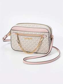 Michael Kors Túi đeo chéo logo lớn Jet Set - Màu hồng phấn nhiều màu - Thiết kế thời trang sang trọng cao cấp, phong cách thường ngày dành cho nữ - Quà tặng Giáng sinh - Mùa đông - Cặp học sinh/Túi công sở/Đồ dùng du lịch thiết yếu/Trang phục du lịch/Túi du lịch cho bé gái - Phấn màu - Xem 4