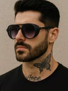 LL Otica Sunglasses Retro Driving Sunglasses Cross-Border Round Frame - Grey - View 2
