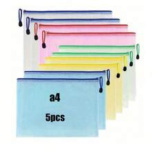 5/10pcs Super Large Grid Waterproof Zipper File Bags - A3/A4/B4/A5/B5/B6 Transparent, Durable Student And Professional Document Organizers, Ideal For Paper And Test Storage - Multicolor - View 12