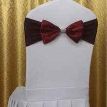 婚礼椅装饰，生日派对椅饰带蝴蝶结、松紧带，可定制宴会酒店豪华缎面椅饰带。
