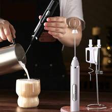 Nuevo espumador de café eléctrico J-17, espumador de leche eléctrico, batidor de leche, 3 cabezales, 3 velocidades, con soporte, recargable por USB, espumador de leche, batidor de huevos, espumador de café, ABS+acero inoxidable 304