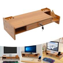 Computer Monitor Stand,  48*20*10.5cm Computer Rack With Lockable Drawer, Monitor Stand - 木頭 - 查看 7