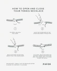 PAVOI 14K Gold Plated Simulated Tennis Women - Classic Tennis Chain - Timeless Station Round And Pear Cubic Zirconia Stones Choker Necklace - 梨形 - 18英寸 - 查看 5