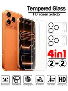 Para iPhone 17 Pro Max/16/15/14 Vidrio templado 2+2 paquetes - Claro HD, antiarañazos, antihuellas, película protectora antirayones, acabado brillante, duradero y fácil de instalar, protector de pantalla