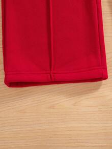 两件套少女休闲蝴蝶印花落肩圆领长袖卫衣长裤套装，保暖连帽衫和长裤，秋冬季