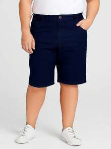 Men's Bermuda Jeans With Plain Elastane - Màu xanh lam - Xem 3