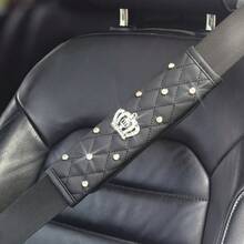 1/2pcs Shoulder Pads With Rhinestones For Car Belts, Shoulder Protection, And Car Interior Accessories.