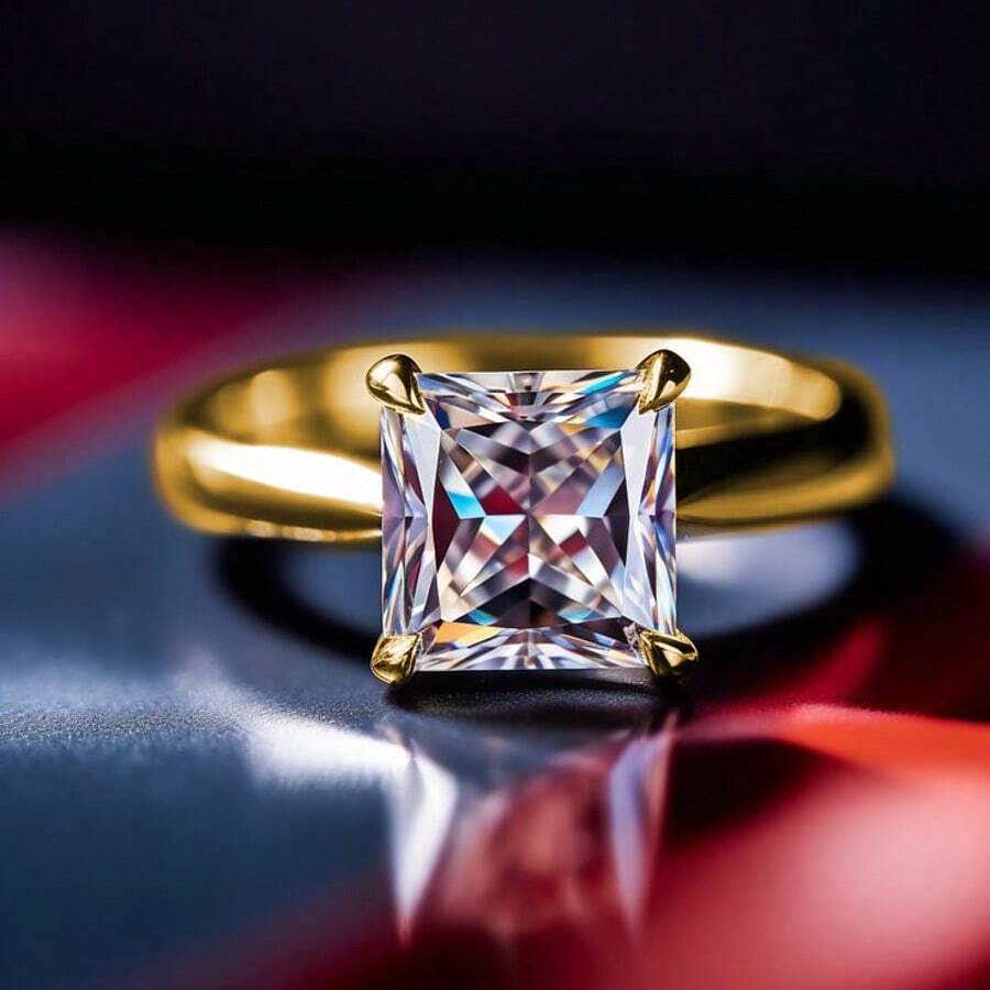 Anillo de compromiso de lujo chapado en oro de 14k para mujeres, con circonita cúbica brillante incrustada, ideal para regalo de aniversario y cumpleaños, joyería de moda elegante