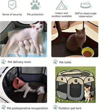 Foldable Pet Playpen For Dogs & Cats - Oxford Cloth With Removable Zipper, Portable Octagonal Design For Indoor/Outdoor - Grey - View 2