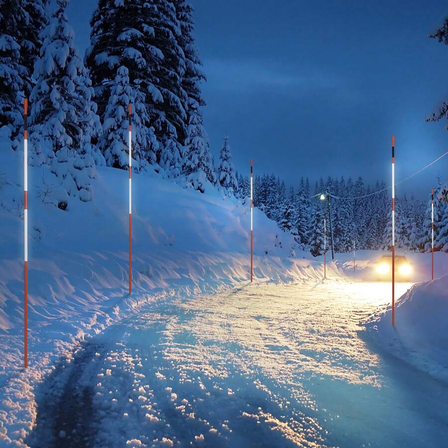 Driveway Markers, 50 PCS 48 Inch, 0.31 Inch Diameter, Orange Fiberglass Poles Snow Stakes With Reflective Tape, 12" Steel Drill Bit & Protection Gloves For Parking Lots, Walkways Easy Visibility - 50 PCS 48 Inches - View 1