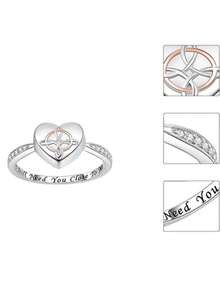 1pc "I Still Need You Close To Me" Heart Shaped Urn Memorial Ring, Women Casual Jewelry Ring, Comes With Brand Box