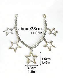 新款镂空星星吊坠金属链鞋带时尚链环，个性百搭星星装饰靴子配饰 - 白色 - 查看 8