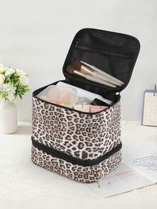 1 pieza Bolsa de almacenamiento de herramientas de maquillaje para mujer, organizador de cuidado de la piel para viajes, bolso grande con capacidad clásica y de moda con estampado de leopardo, esencial para mujer, regalo de Navidad, bolso, viaje, regalo para mujer, esencial de viaje, bolso, embrague / bolso pequeño, organizador de maquillaje, organizador de maquillaje, bolso, soporte de brochas, mini bolso, bolso de gran capacidad, regalo para mujer, regalo de Navidad, ideas de regalo para mujer