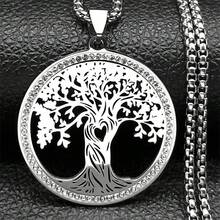Crytstals Aesthetic Tree Of Life Heart Necklace For Women Men Stainless Steel Gold Color Lucky Amulet Chain Jewelry Gift - Necklace - View 11