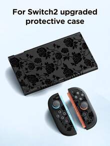 1pc Black Rose Pattern Protective Case/Transparent Glitter Protective Shell Compatible With Nintendo Switch 2/Switch NS/Switch OLED/Lite, Accessories For Nintendo Switch, Full Set Including Storage Bag, Card Slot Base, Best Gift Compatible With Switch Players - Multicolor - View 3