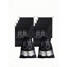 Black Travel Essential 5/10pcs Shoes Storage Bag With Rope Travel Storage Bag With Secure Drawstring  Waterproof Beach Bag For Men And Women Travel Supplies, Home Storage And Organization Supplies Travel Accessories - 灰色 - 查看 11