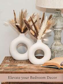 1/3个装饰花瓶，甜甜圈造型花瓶，北欧波西米亚风格花瓶，白色塑料花瓶，家居装饰中心摆件花瓶 - 适用于婚礼、餐桌、派对、客厅、卧室、办公室装饰，可插干花和植物 - 彩色 - 查看 7