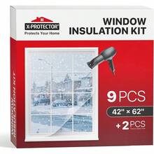 Velocion-Window Insulation For Winter - 9 Pack 42in X 62in - Clear Window Insulation Kit - Perfect Sealer From Cold - Plastic Thermal Cover To Keep The Home Warm! - Transparent - View 1
