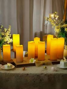 24pcs Waterproof LED Candle Lights With Remote Control And Timer, Outdoor Flickering Flameless Candles, Battery Operated Pillar Candles For Home Decor, Holiday Party, Mother's Day, Christmas, Realistic Candle Lights, Valentine's Day, Gifts, LED Candles, Fake Candle Lights, Tabletop Center Decor, Wedding Decoration - 米色 - 查看 5