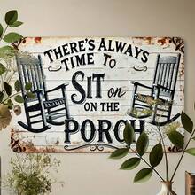 Room Decoration 1 Piece Vintage Iron There's To Sit On Porch Sign - Vintage Metal Wall Art, Waterproof And Windproof, Suitable Home, Bar, Cafe, Man Cave Decoration - Black Antique Poster - 彩色 - 查看 7