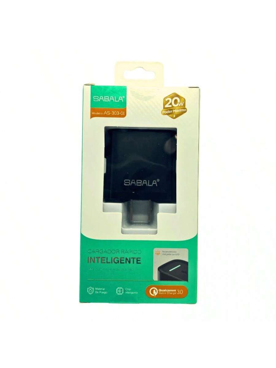 CARGADOR SABALA S/C 20W, NEGRO