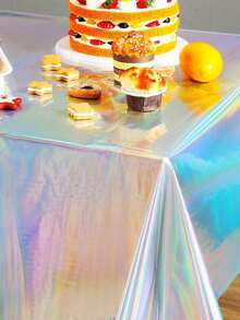 1 pezzo Tovaglia usa e getta con tema arcobaleno laser per feste di compleanno, matrimoni e altre occasioni, decorazione in pellicola di alluminio