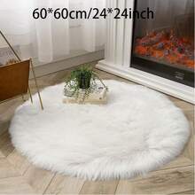 1 Stück runder Wollteppich, weißer runder Teppich, minimalistischer flauschiger runder Teppich, geeignet für Flur, Küche, Waschraum, Badezimmer, Studentenwohnheim, Sofa, Schlafzimmer, Wohnzimmer, Waschtisch, Stuhl, Studentenwohnheim Teppich, modischer Teppich, Raumdekoration, Weihnachtsdekoration, Geschenk, Heimdekoration, Schlafzimmerdekoration