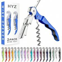 - Juego de 2 Abrebotellas de Vino para Camarero, Llave Profesional con Cortador de Aluminio, Manual con Doble Bisagra Morado Oscuro - Azul cielo - Ver 2