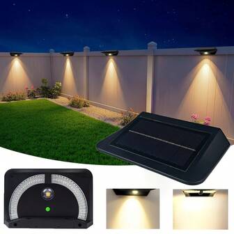 1/2 unidades Lámpara de pared solar para exteriores con sensor crepuscular, luz solar de pared de 3 modos blanco cálido con temporizador, luz solar para valla de jardín, patio, camino, terraza, sin cableado, fácil instalación