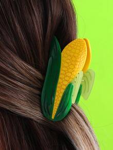 Personalized Cute Corn Hair Claw Thanksgiving Lady Green Hair Claw Clip Holiday Gift Hairpin Elegant Hair Accessories Elegant Hair Clips Winter Hair Clutch