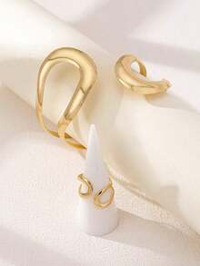 1 Set Of European & American Style Geometric Hollow Design Women Ring & Bracelet Set - Vàng - Xem 4