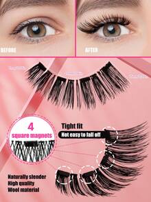 1 套 4 件磁性睫毛，带磁性眼线笔、C 卷睫毛延长、3D 蓬松 5 毫米-10 毫米自然外观、可重复使用防水磁性睫毛 - 自然纖長款 - 查看 4