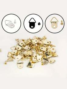 [Metal Picture Hanger] 10pcs Triangle Metal Picture Hanger | Wall Photo Frame Hook With Screws, Small Hanging Ring For Art Display, 100pcs 50 Hooks + 50 Screws, 200pcs 100 Hooks + 100 Screws