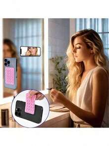 1pc Dual-Sided Silicone Sticky Phone Holder, Suction Cup Phone Stand, Hands-Free Selfie & Video Sticky Phone Grip, Phone Ring Holder, Phone Suction Cup, Octobuddy, Sticky Phone Mount, Seamless Adhesive For Bathroom, Kitchen, Bedroom - Multicolor - View 5