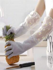 乳胶洗碗手套，防水防滑保护双手，适用于厨房、家庭洗衣房、浴室、卫生间、客厅和卧室，家用手套可重复使用，实用，可用于家庭清洁、家庭清洁、厨房清洁、派对清洁、清洁工具，家庭必备，厨房必备厨房工具