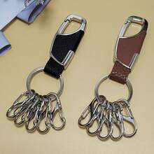 1 Set kreative Schlüsselanhänger mit Schnellverschluss, praktisch für die Kategorisierung, Schlüsselanhänger aus PU & Metall im minimalistischen Design (1 großer Schlüsselring + 5 kleine abnehmbare Schlüsselringe), Taschenanhänger, Autoaccessoires, Geschenkideen für Lehrer, Freundin, Schwester