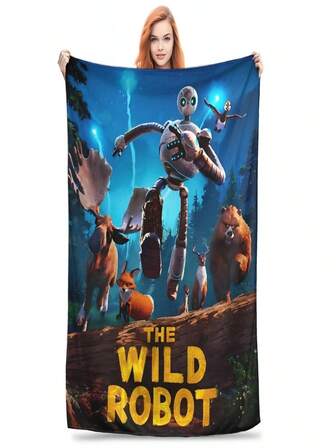 The Wild Robots Flannel Blankets 2024 New Cartoon Funny Throw Blankets For Home Hotel Sofa 150125cm Rug Piece Warm