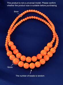 Set Perhiasan Gaya Bohemian 3 Buah yang Menarik Perhatian, Termasuk Kalung Manik Plastik dan Anting Liontin Bulat, Set Perhiasan dengan Desain yang Berlebihan - oranye - View 5