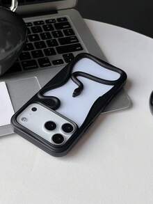 新款时尚镂空电镀蛇形设计手机壳，兼容 11/12/13/14/15/16/17 Pro/Pro Max、Galaxy S22/23/24/25 Ultra，时尚防护全覆盖防摔手机壳 - 黑色 - 查看 2