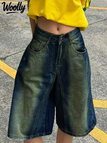 Women's Pockets Wide Leg Loose Vintage Patchwork Jeans - Light Wash - View 1