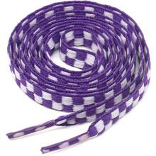 YJRVFINE Flat Checkered Shoe Laces: Wide 5/16" Patterned Shoelaces For Sneakers - 04 Tím Trắng-1 Đôi - Xem 4
