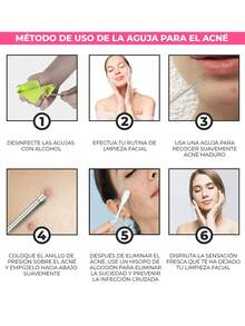 Kit de Extracció de Espinillas con 4 Herramientas de Acero Inoxidable - Extractor de Puntos Negros y Granos para Limpieza Facial Profesional, Reutilizable - Set 1 - Ver 6